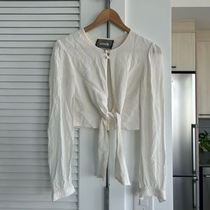Reformation white long sleeve crop top